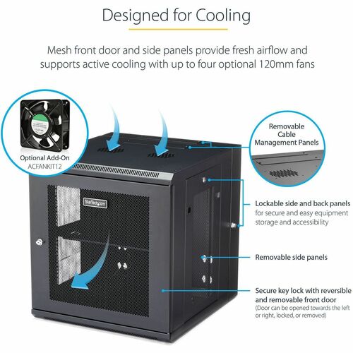 12U Wall Mount Rack Cabinet with Hinge