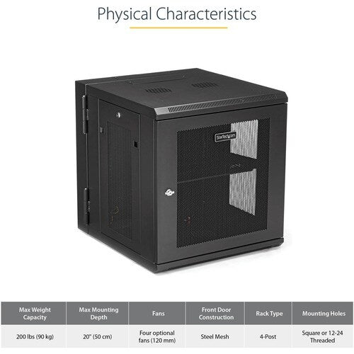 12U Wall Mount Rack Cabinet with Hinge
