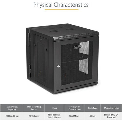 12U Wall Mount Rack Cabinet with Hinge
