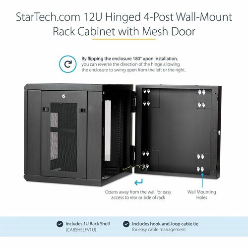 12U Wall Mount Rack Cabinet with Hinge