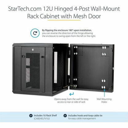 12U Wall Mount Rack Cabinet with Hinge