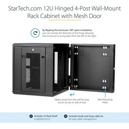 12U Wall Mount Rack Cabinet with Hinge
