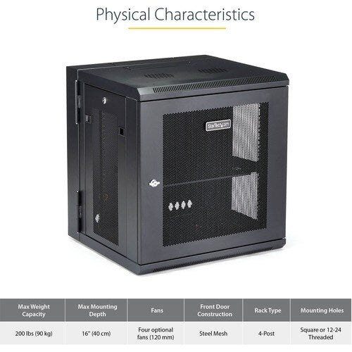 12U Wall Mount Rack Cabinet with Hinge