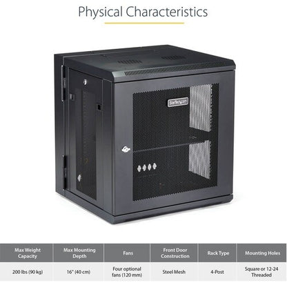 12U Wall Mount Rack Cabinet with Hinge