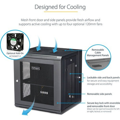 12U Wall Mount Rack Cabinet with Hinge