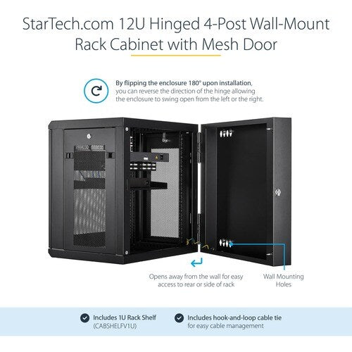 12U Wall Mount Rack Cabinet with Hinge