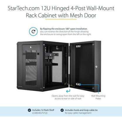 12U Wall Mount Rack Cabinet with Hinge