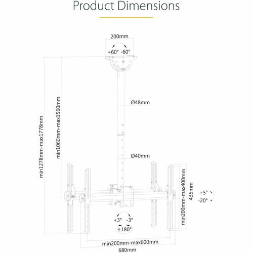 TV Mount - Ceiling - Dual Back to Back