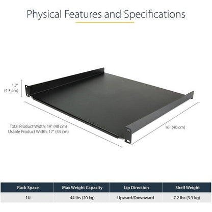 Shelf - Rack Mount Tray - 1U - 16in Deep