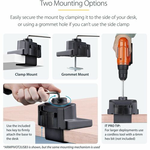 Slim Single Monitor Arm with USB Ports