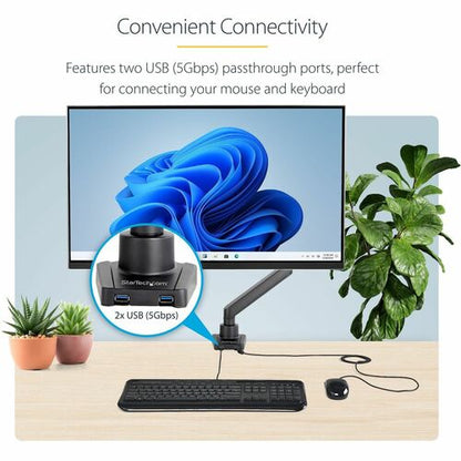 Slim Single Monitor Arm with USB Ports