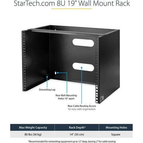 8U Wall Mount Rack (19in) - 14in Deep