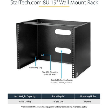8U Wall Mount Rack (19in) - 14in Deep