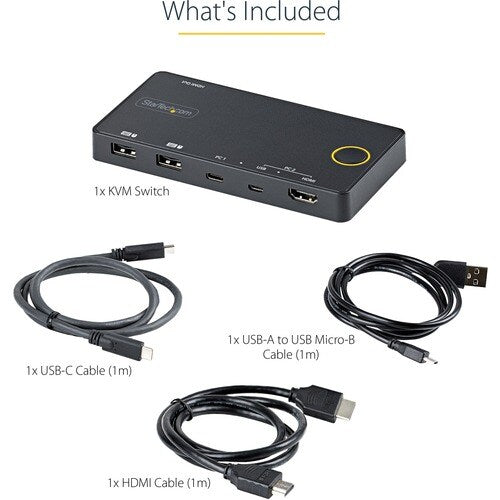 2 Port USB-A + HDMI/USB-C KVM Switch 4K