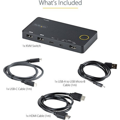 2 Port USB-A + HDMI/USB-C KVM Switch 4K