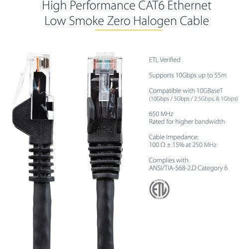 3m LSZH CAT6 Ethernet Cable 10GbE, Black