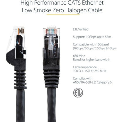 3m LSZH CAT6 Ethernet Cable 10GbE, Black