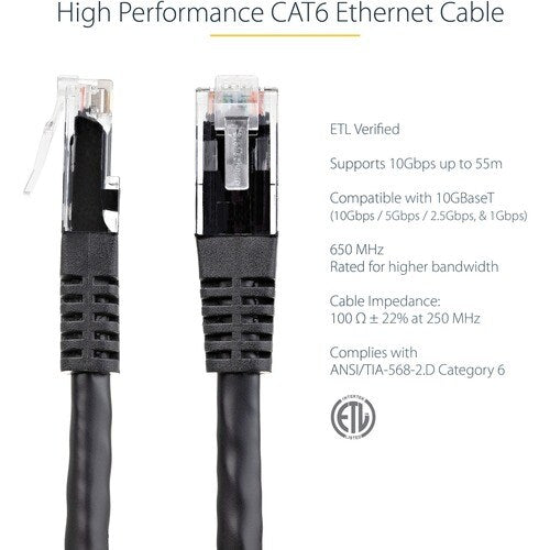 10 FT BLACK MOLDED CAT6 UTP PATCH CABLE