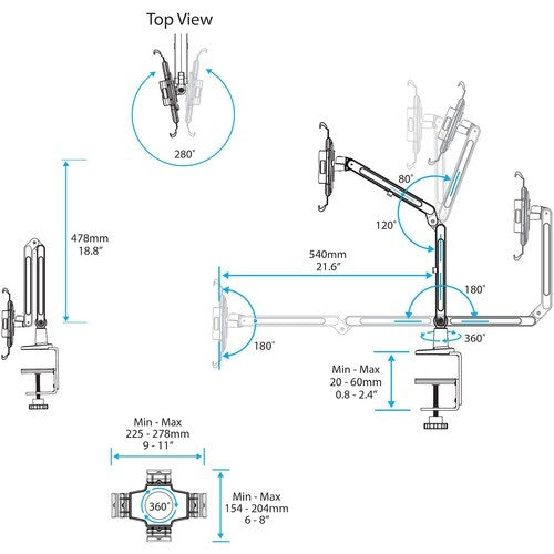 Desk Mount Tablet Stand - White