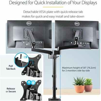 Desk Mount Dual Monitor Arm - 32in VESA