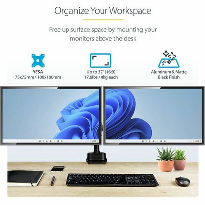 Desk Mount Dual Monitor Arm - 32in VESA