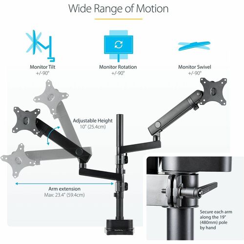 Desk Mount Dual Monitor Arm - 32in VESA