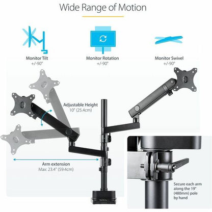 Desk Mount Dual Monitor Arm - 32in VESA