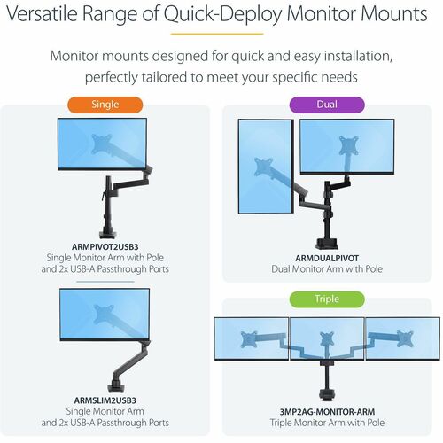 Desk Mount Dual Monitor Arm - 32in VESA