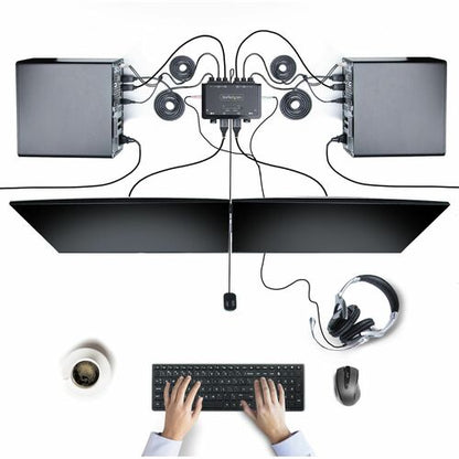 2-Port Dual-Monitor Cable KVM Switch